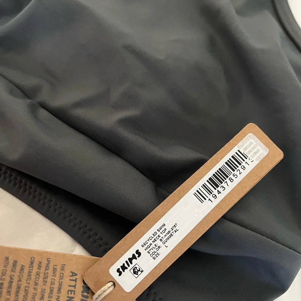 NWT Skims High Neck Swim Top Gunmetal Grey Large